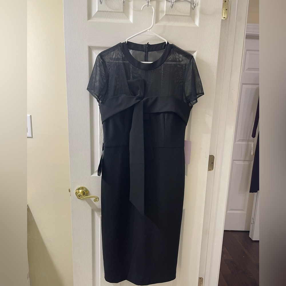 JS Collections Black Midi Dress with Sheer Top